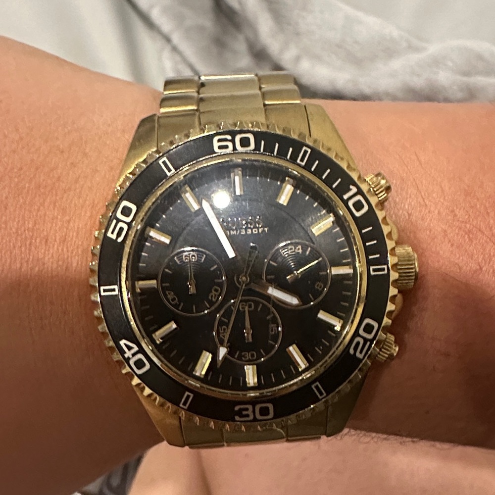 Guess Gold and Black Men's Watch